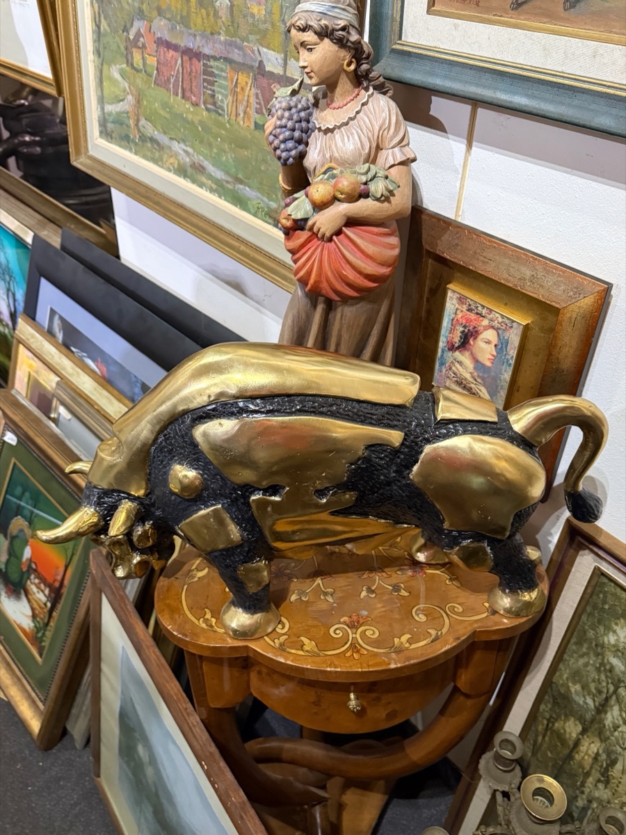 Woman with Fruit and Decorative Bull